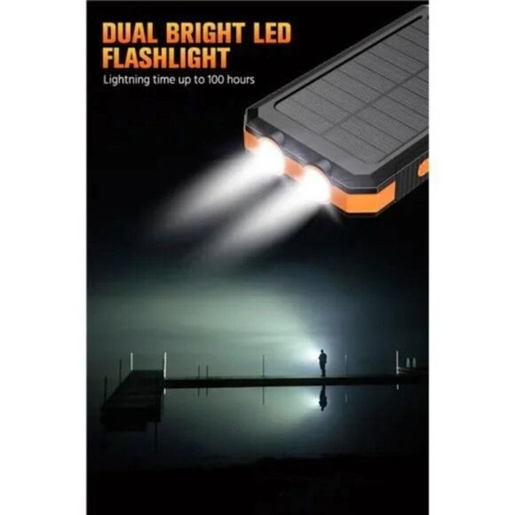 Solar-Charger-Power-Bank - 36800mAh Portable Charger, (Orange) - Picture 4 of 8
